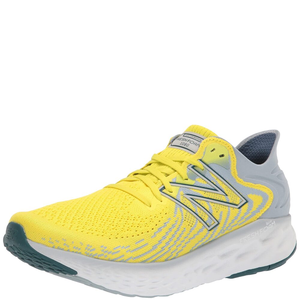 NEW BALANCE MEN'S FRESH FOAM 1080 V11 RUNNING SHOE, SULPHUR YELLOW/LIGHT SLATE,